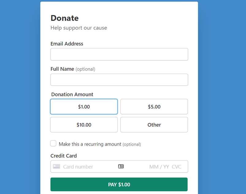 donation form wordpress example