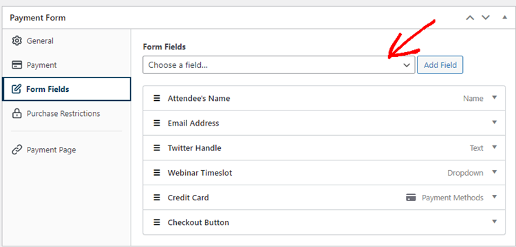 select form fields