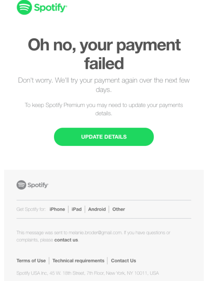 Failed recurring payments