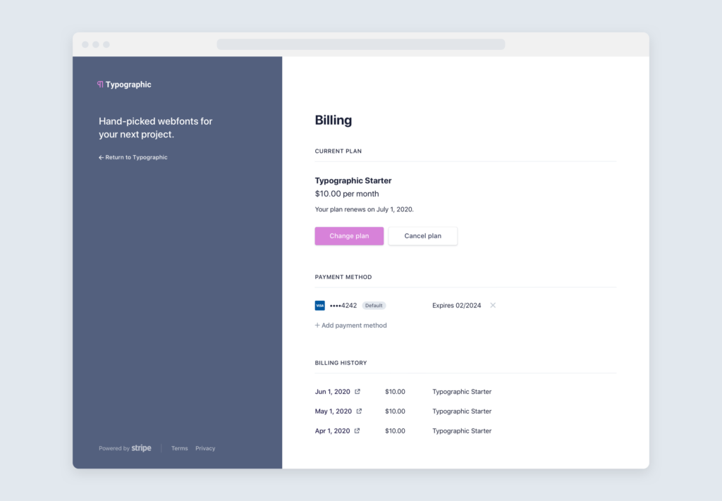 Stripe Customer portal