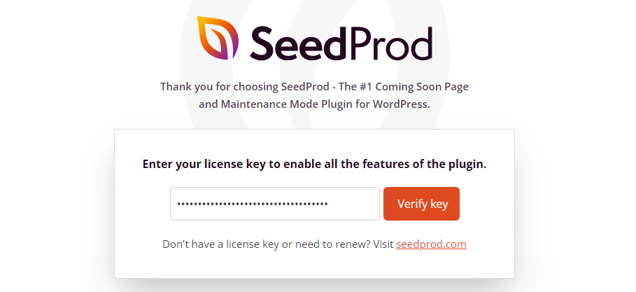 SeedProd setup wizard