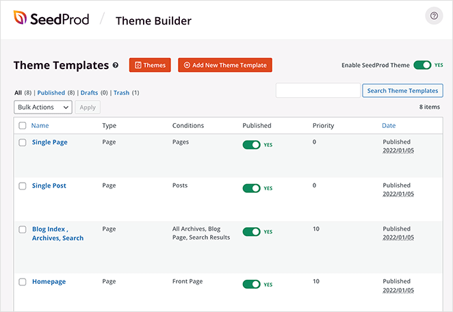 SeedProd theme parts