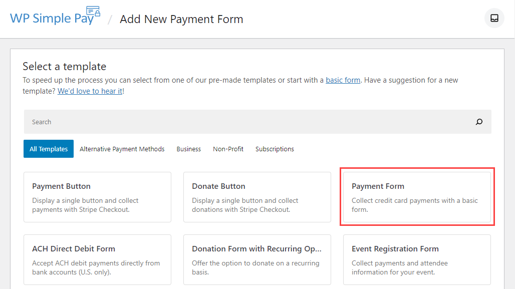 Add payment form basic template