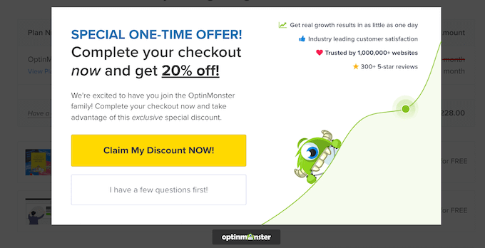 OptinMonster exit intent popup