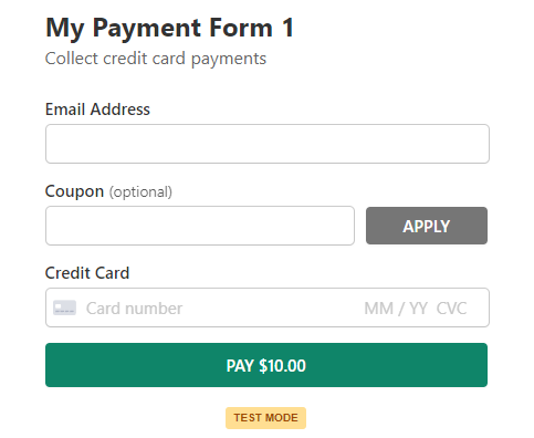 Payment form with coupon field