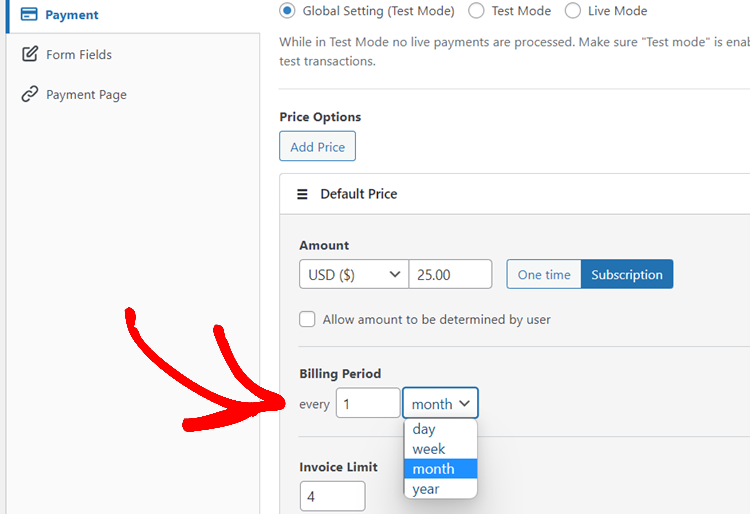 wordpress monthly installment payment form