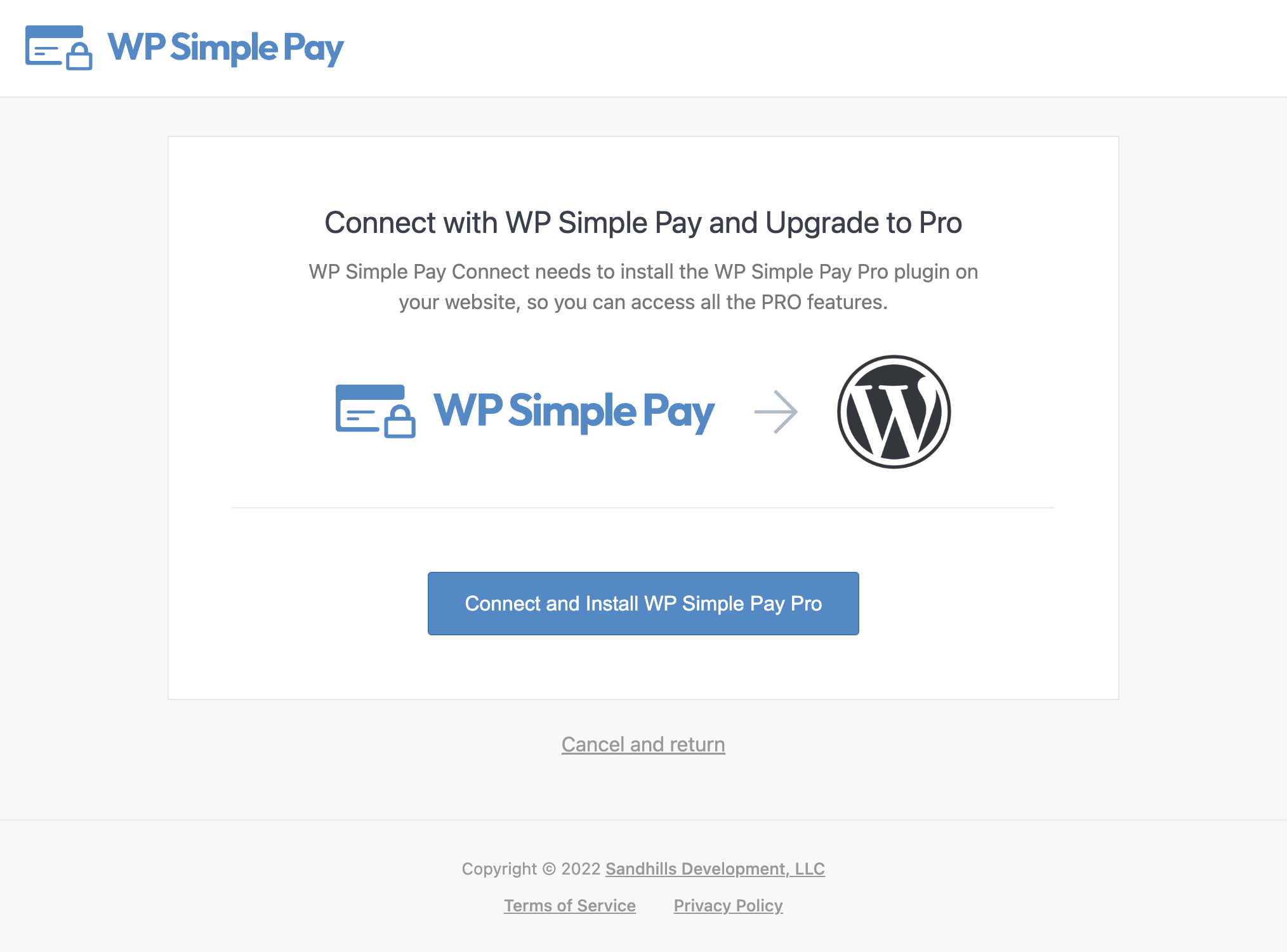connect and install wp simple pay pro