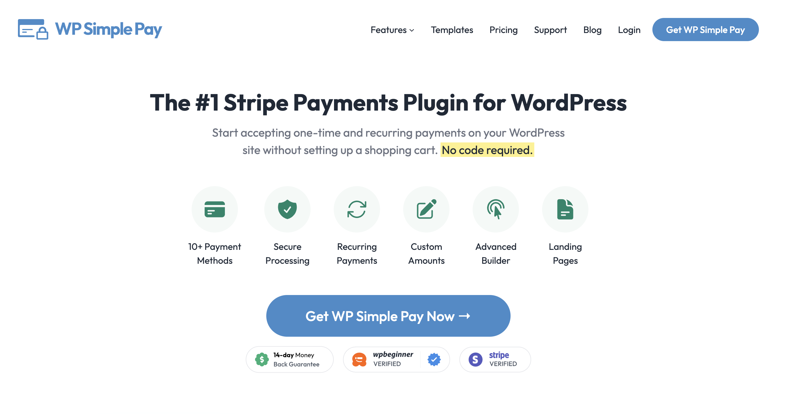 wp simple pay homepage