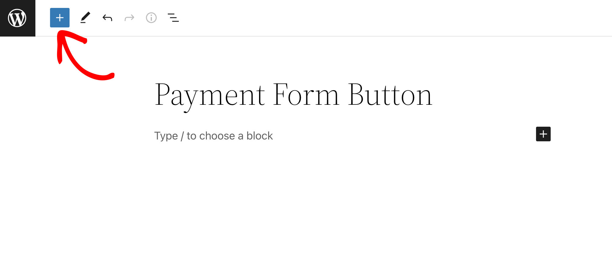 WP Simple Pay button block insert