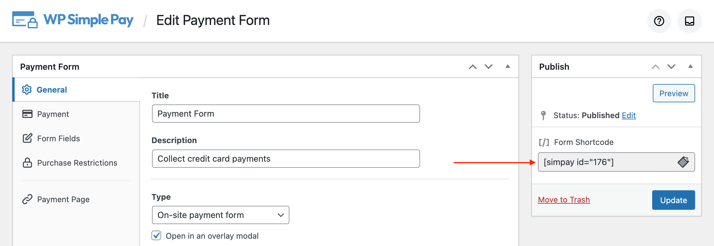 launch overlay forms from buttons links form id