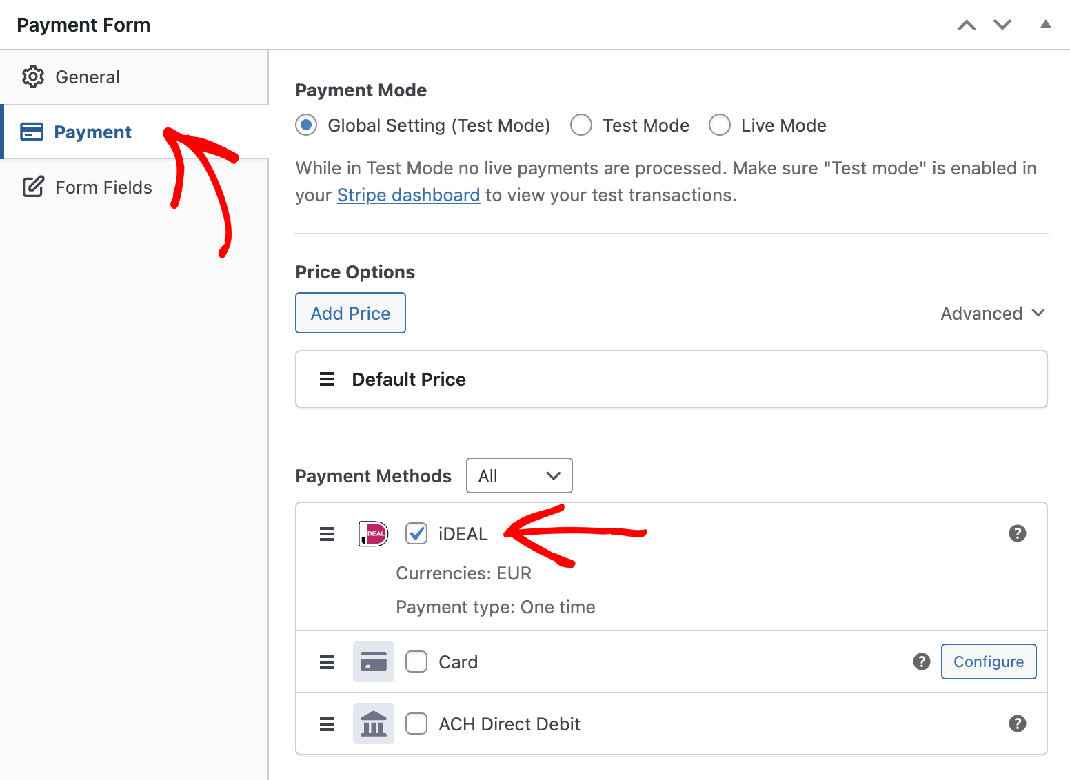 Enable iDEAL in WP Simple Pay