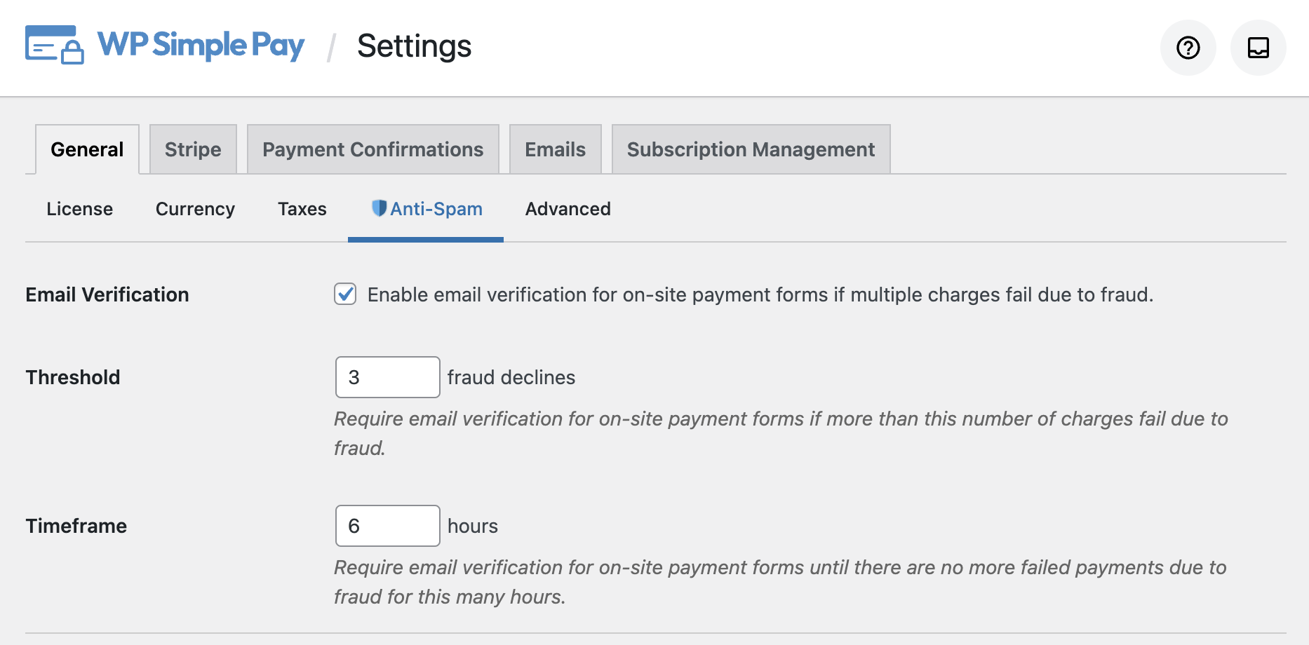 Enable email verification in WP Simple Pay