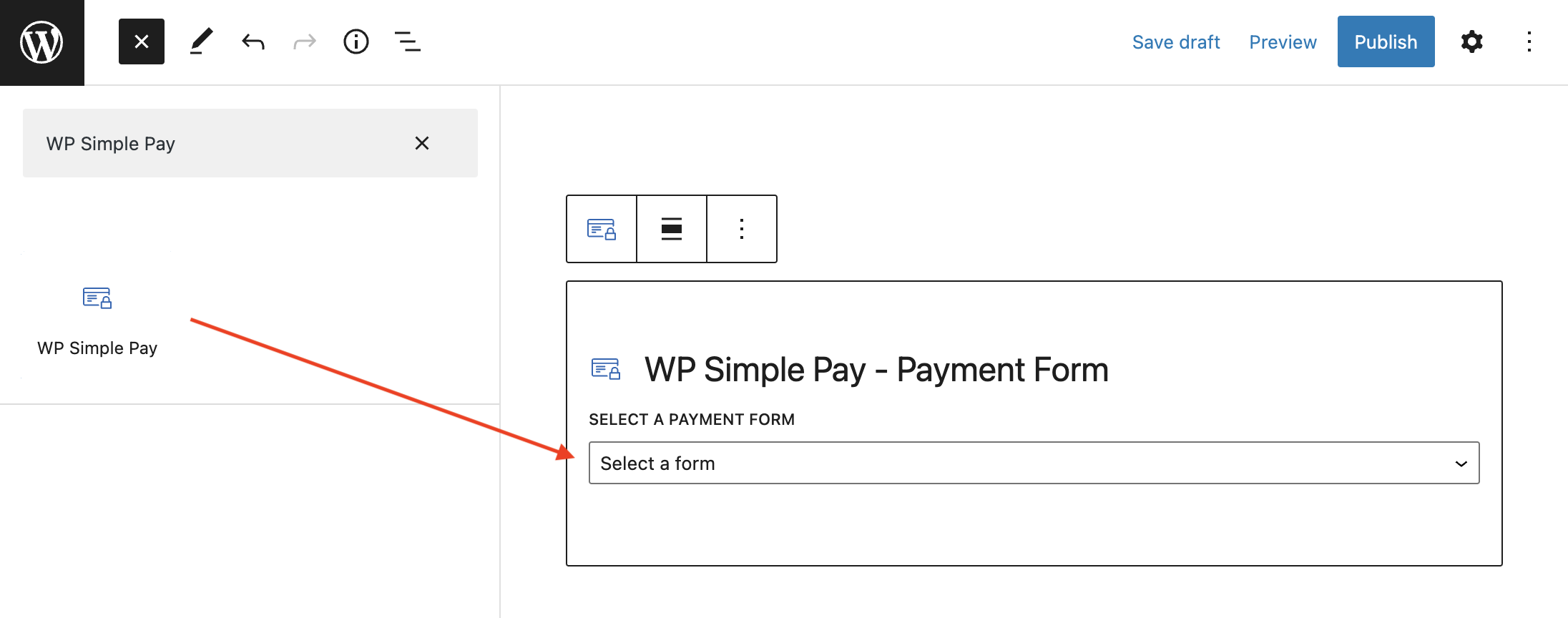 embed payment form block