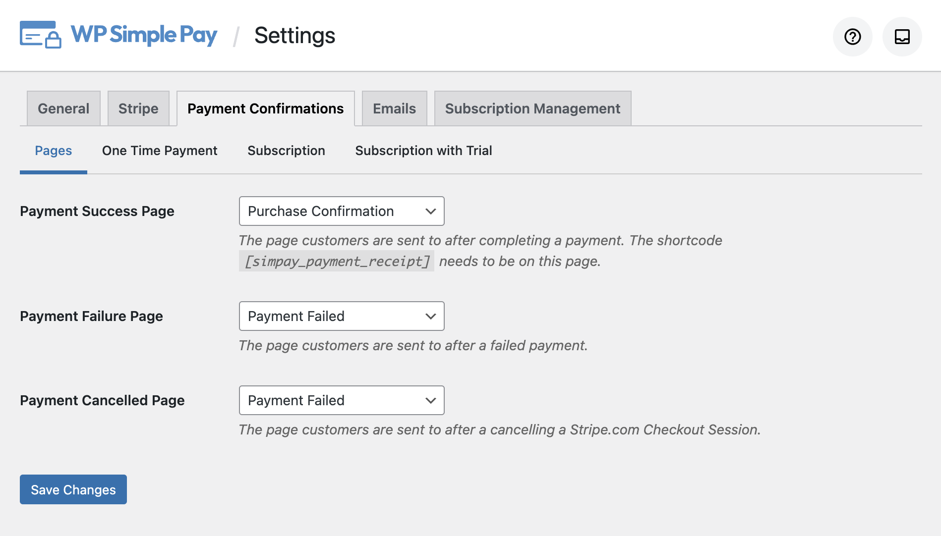 WP Simple Pay payment confirmation pages.