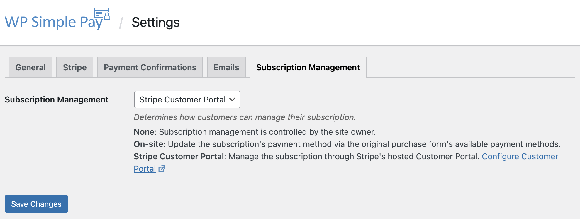 WP Simple Pay subscription management