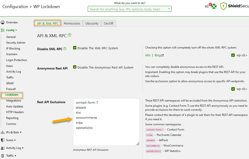 shield pro wp lockdown settings