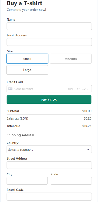 single product purchase form