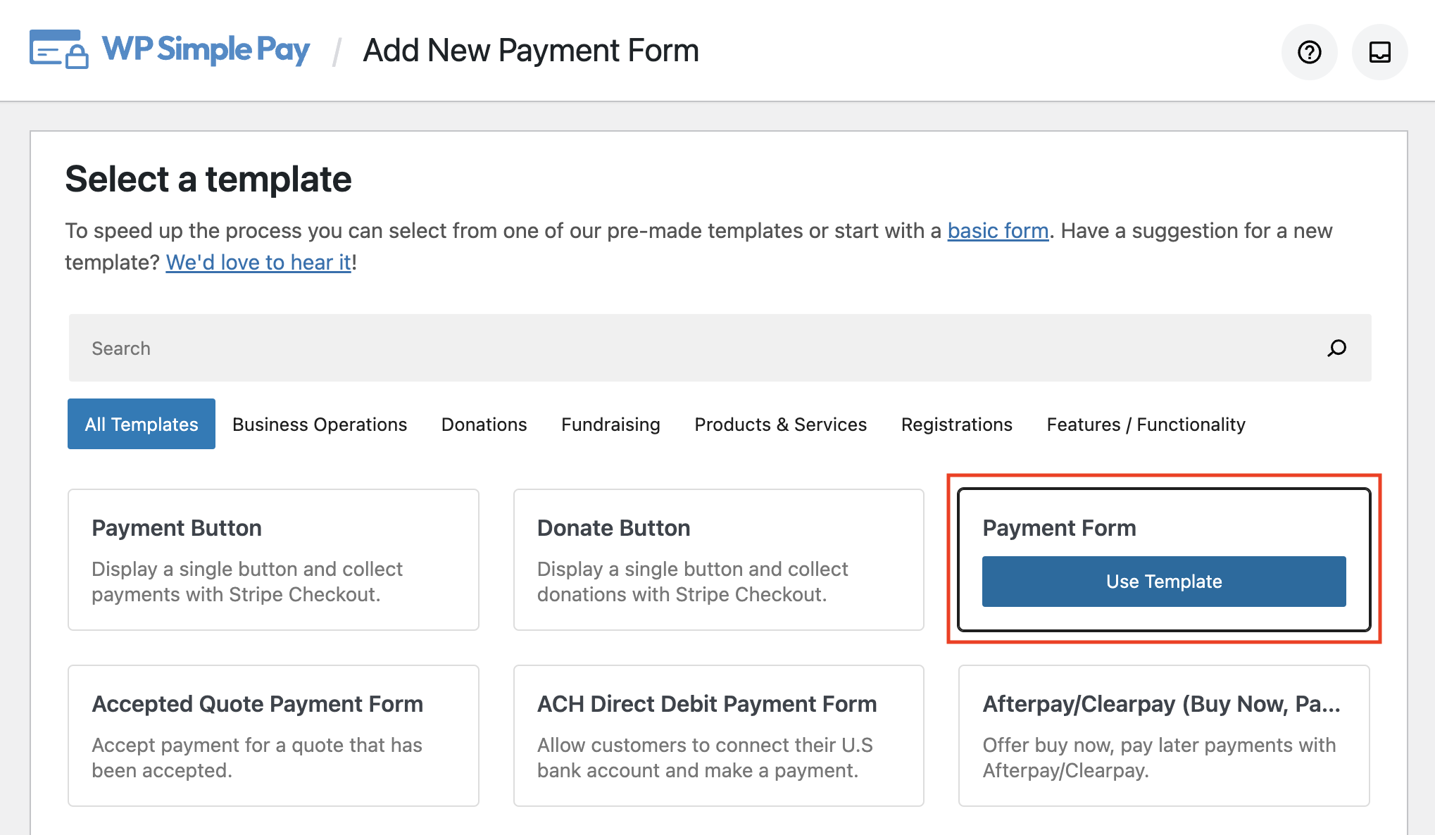 stripe payment form template