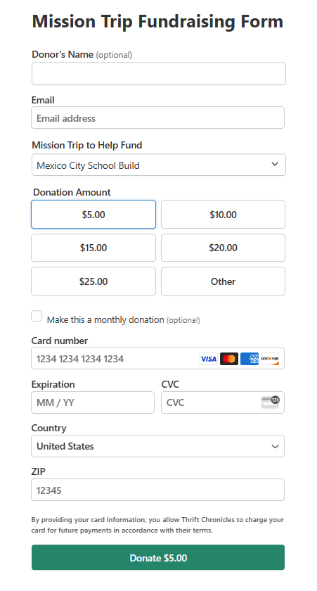 Online Donation Form Template