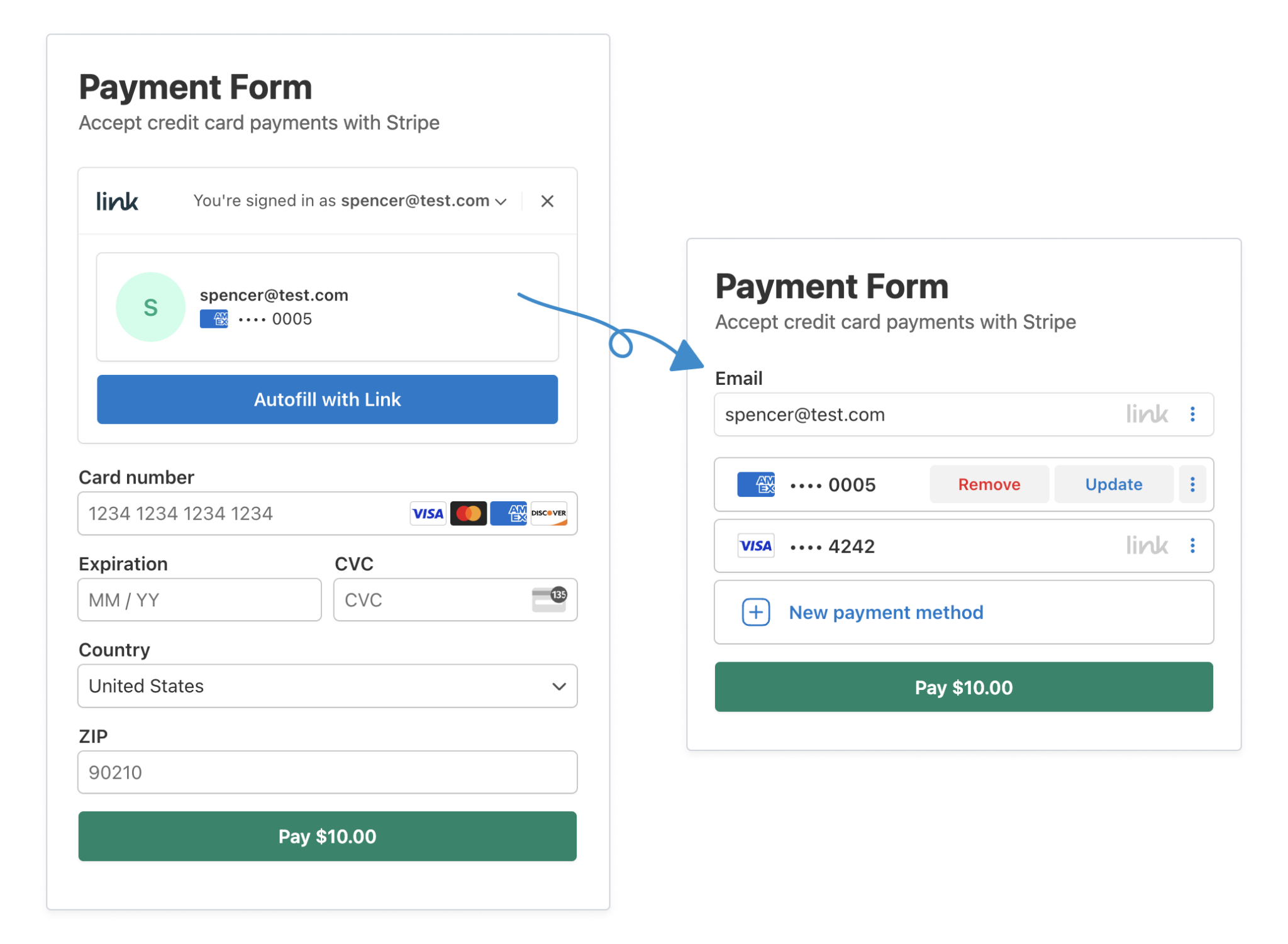 stripe js disable link