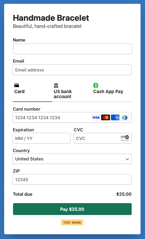 payment form

