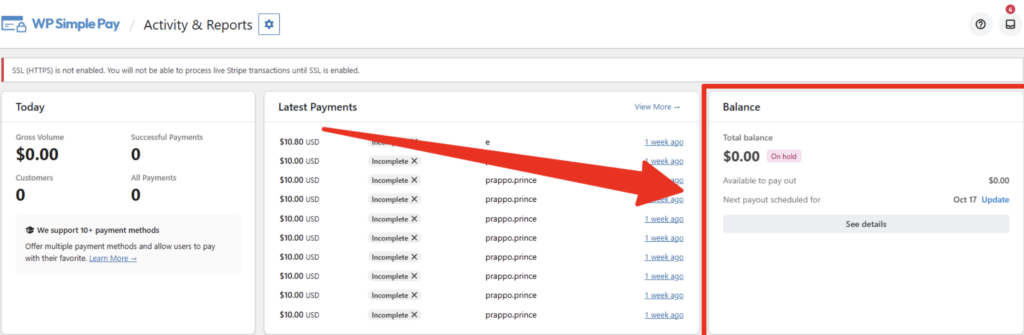 Stripe Balance Embedded Component